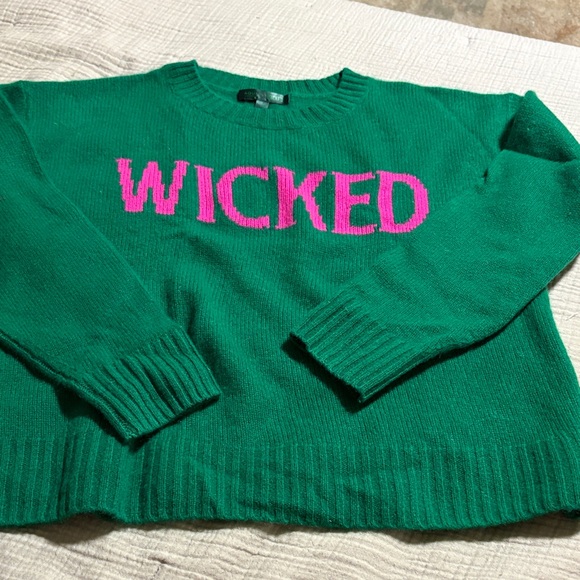 Aqua Sweaters - Aqua Green Sweater with Pink 'Wicked' Design